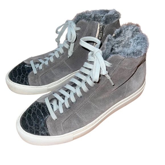 P448 Star 2.0 Gray Suede Faux Fur Insulated High Top‎ Sneakers Size 7 Streetwear - Picture 1 of 10